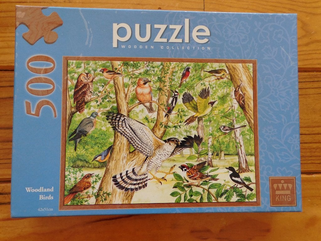Houten Legpuzzel 495 st. KING - Woodland Birds, Ophalen of Verzenden, Minder dan 500 stukjes, Gebruikt, Legpuzzel