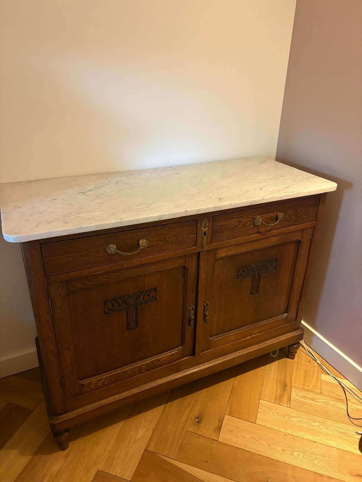 Mooie antieke massief eiken commode/dressoir, Ophalen, Eikenhout, Zo goed als nieuw, 25 tot 50 cm