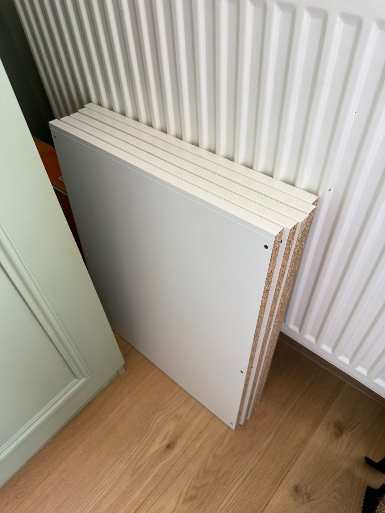 5 Witte kastplanken (50 x 58 cm) – Komplement / Pax, Ophalen, Gebruikt, 50 tot 100 cm, Minder dan 100 cm