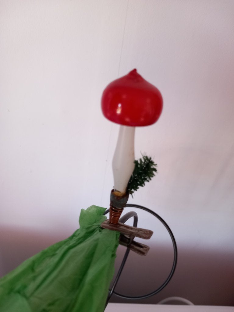 Vintage kerstbal paddenstoel, Diversen, Kerst, Ophalen, Gebruikt