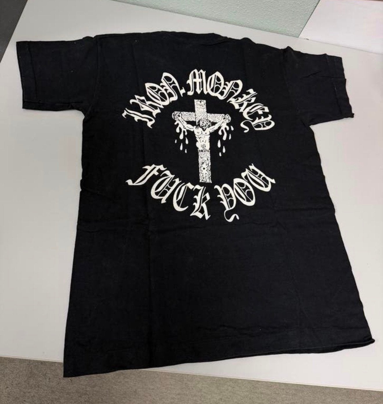 Vintage Iron Monkey T-shirt 90s Zeldzaam 1990 V-Neck Zwart L, Ophalen of Verzenden, Zo goed als nieuw, H, Kleding