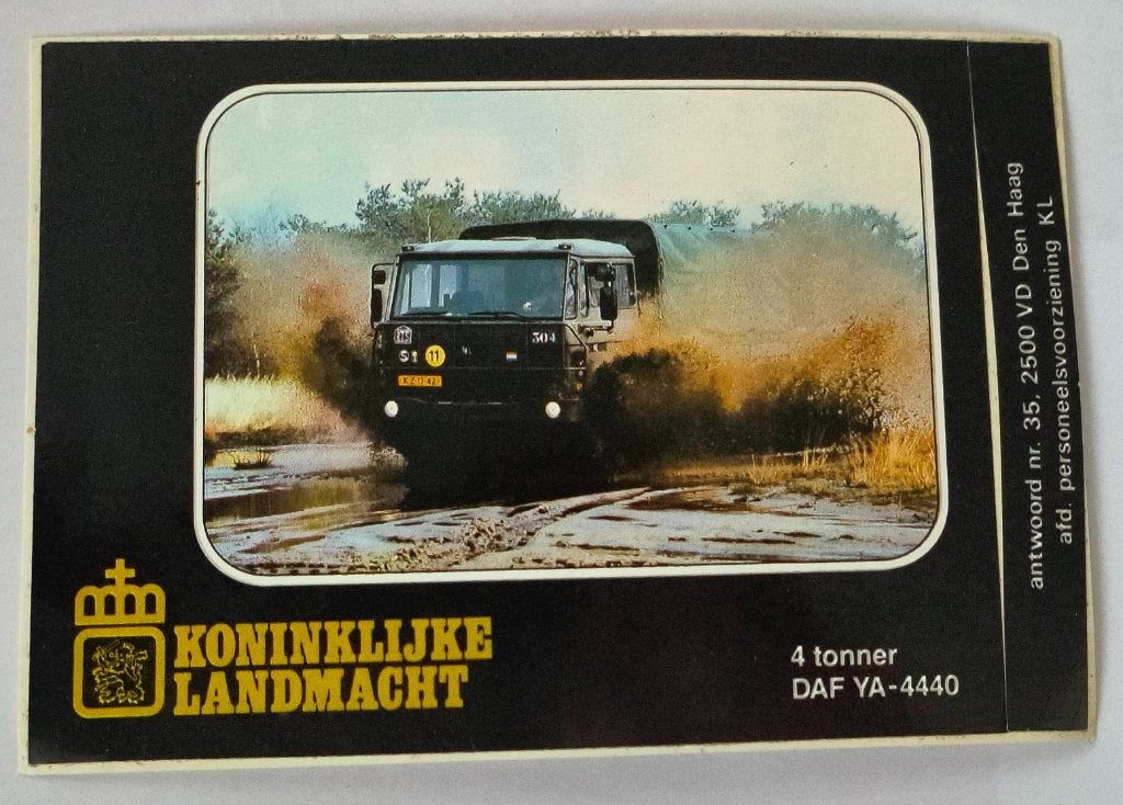 Sticker Koninklijke Landmacht 4 tonner Daf YA-4440, Ophalen of Verzenden, Zo goed als nieuw, Bedrijf of Vereniging