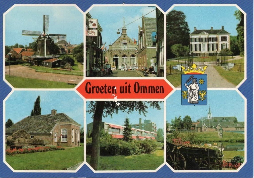 Ansichtkaart Ommen, 6-luik, molen, dorp, boerderij, Ophalen of Verzenden, 1980 tot heden, Gelopen, Overijssel