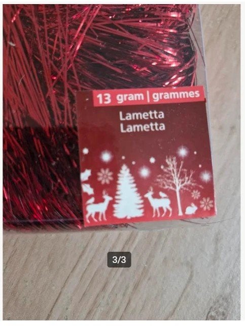 3x rood lametta a 13 gram h, Diversen, Evora, Onbekend, Nieuw, Ophalen of Verzenden