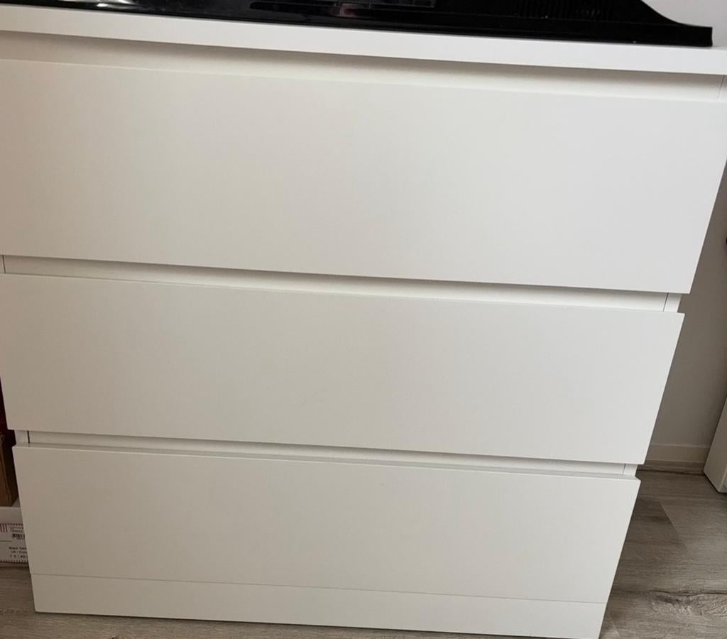 IKEA MALM Ladekast wit met 3 lades, Ophalen, Gebruikt, 50 tot 100 cm, 3 of 4 laden