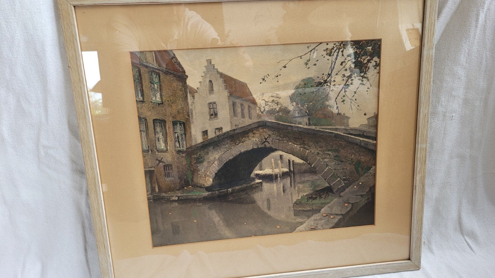 Schilderachtig stadsgezicht Brugge: Meebrug vanaf Groenerei, Antiek en Kunst, Ophalen