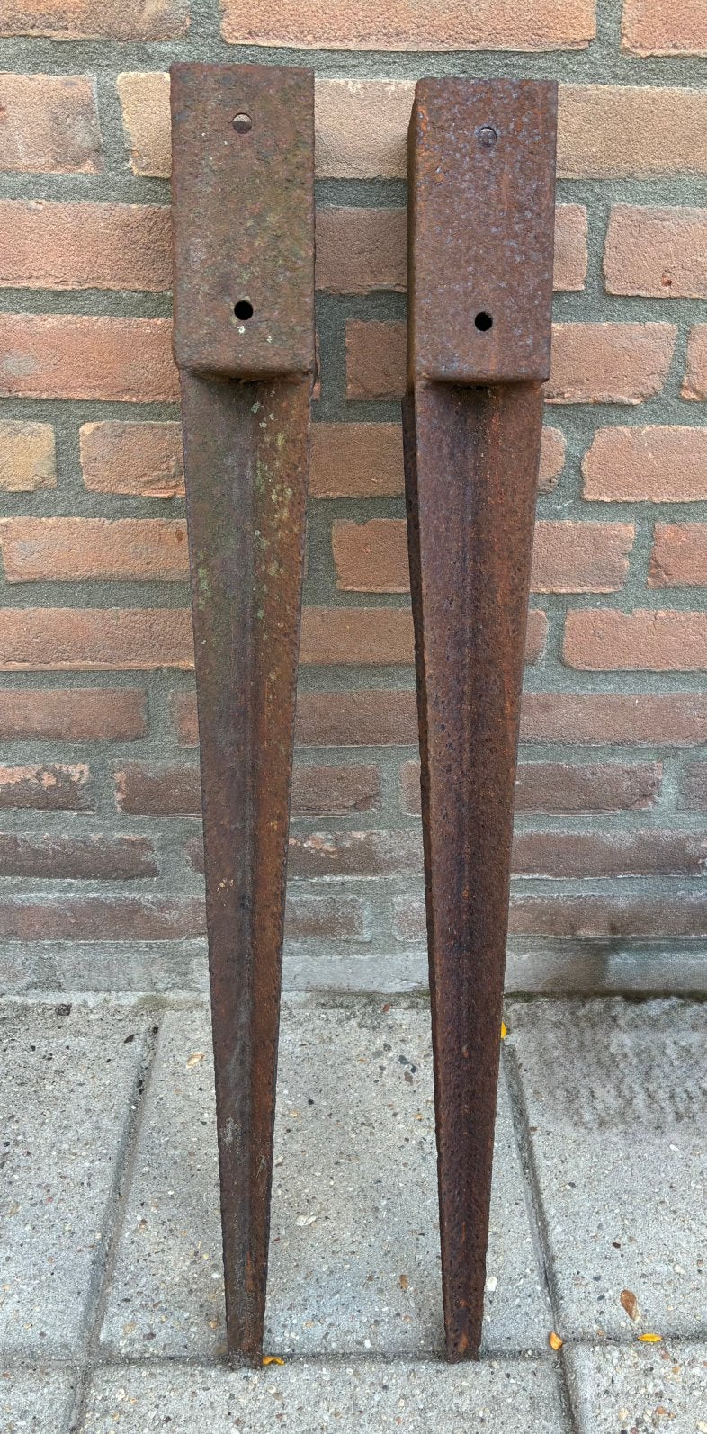 2 paalhouders met punt, puntpaalhouders., Ophalen, Gebruikt, Minder dan 180 cm, Overige typen