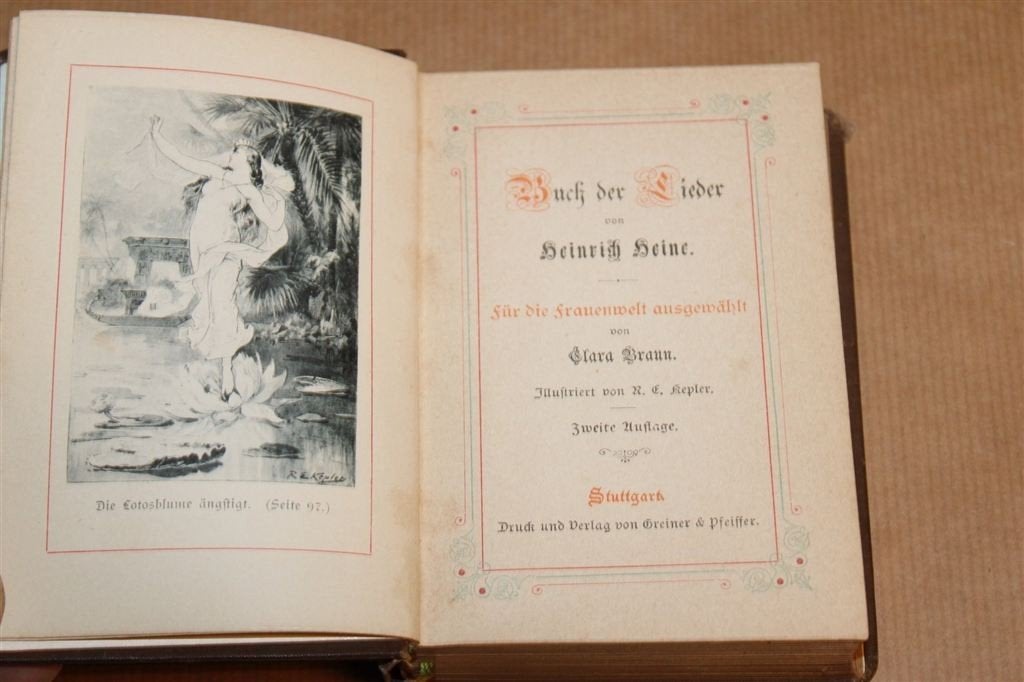 Buch der Lieder —Heine, Greiner Stuttgart 1888 Met Goudsnede, Antiek en Kunst, Ophalen of Verzenden