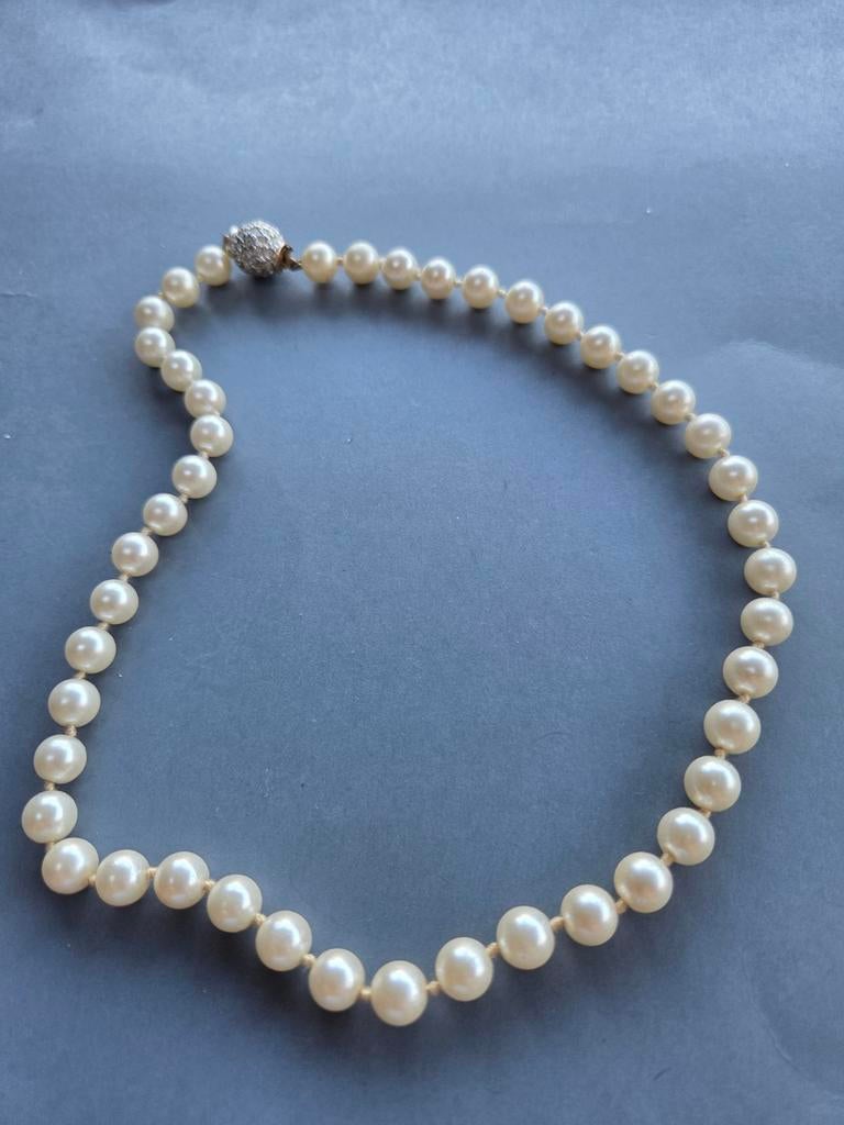 oude geknoopte ketting, Verzenden, Gebruikt, Zilver, Overige materialen