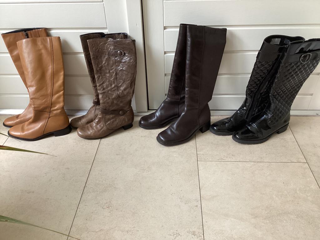 Hoge LEREN DAMESLAARZEN: MARCO POLO, GABOR, ARA, mt 37 izgs, Kleding | Dames, Ophalen of Verzenden, Zo goed als nieuw, Bruin, Hoge laarzen