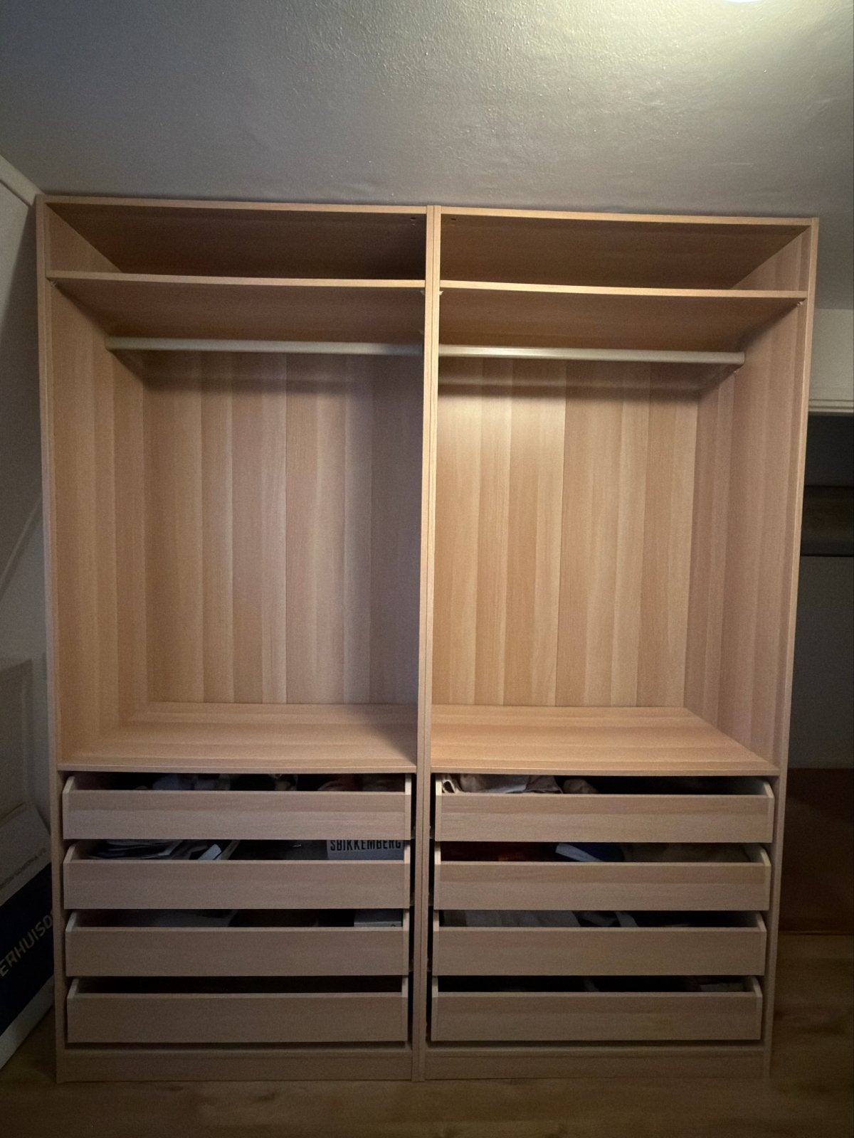 Twee zo goed als nieuwe IKEA Pax kasten eiken, Ophalen, 100 tot 150 cm, 200 cm of meer, Eikenhout