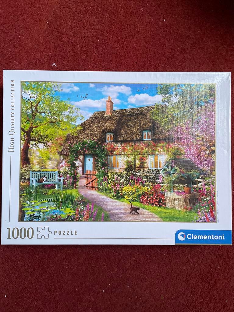 Clementoni Legpuzzel 1000 stukjes - Cottage met tuin, Ophalen of Verzenden, 500 t/m 1500 stukjes, Nieuw, Legpuzzel