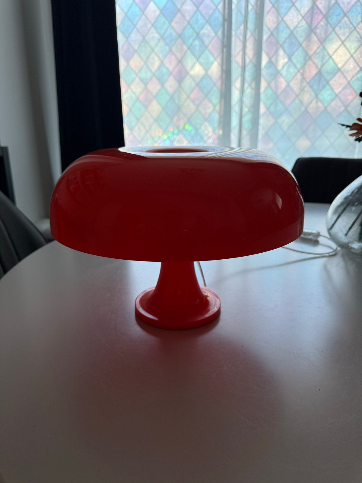 Vintage Rode Tafellamp - Mushroom Stijl, Ophalen, Kunststof, Gebruikt, Vintage