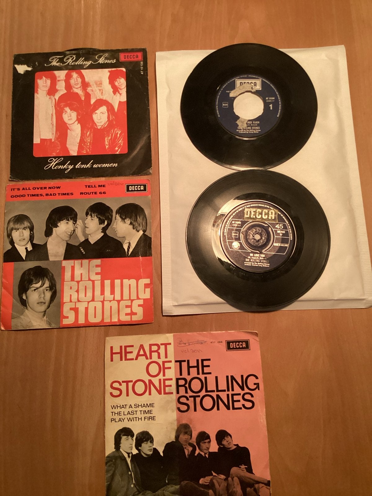 The Rolling Stones 45 toeren singles (5 stuks), Gebruikt, Originele persing, 7 inch, Ophalen of Verzenden