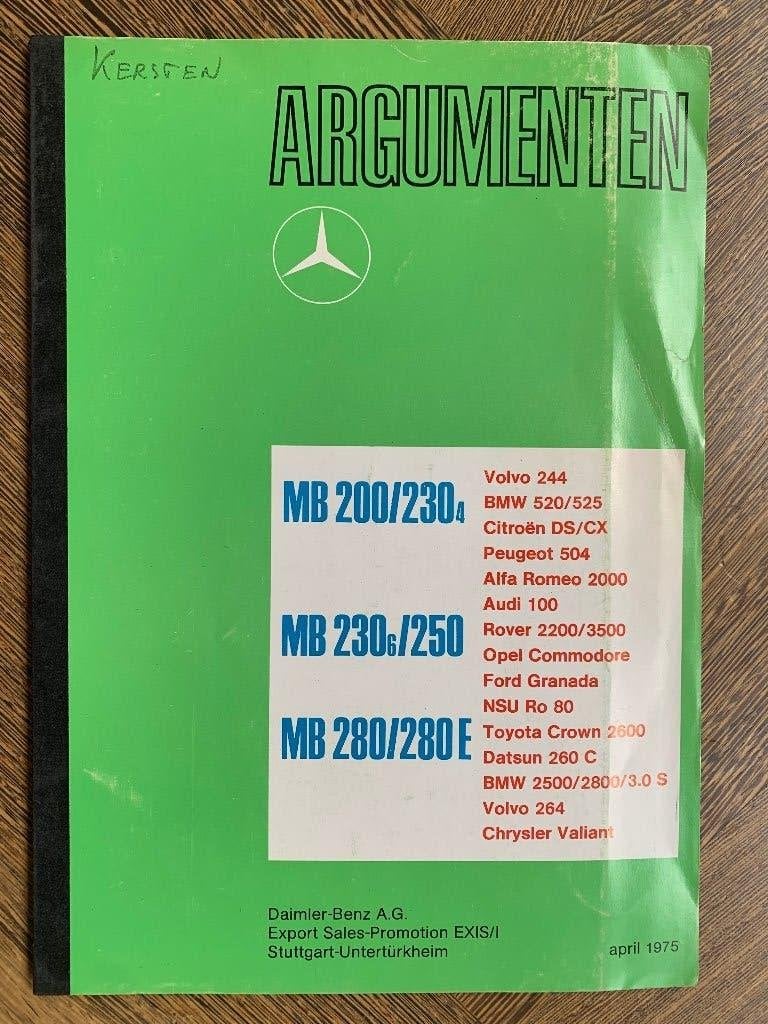 Argumenten Mercedes-Benz W114 en concurrenten 1975 Nederland, Zo goed als nieuw, Mercedes-Benz, Mercedes, Ophalen of Verzenden