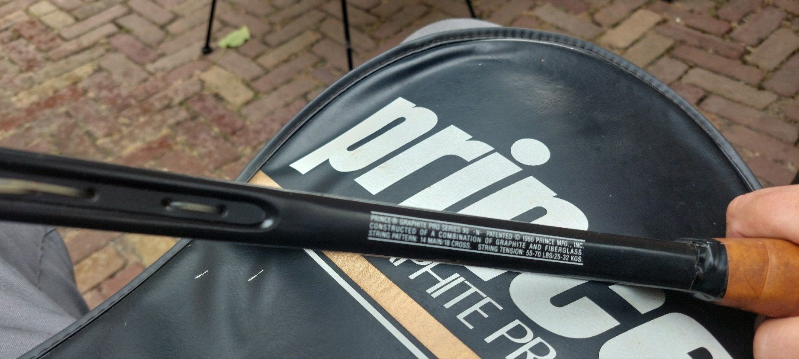 Vintage Prince Graphite Pro Tennisracket met hoes, Sport en Fitness, Tennis, Gebruikt, L4, Prince, Ophalen of Verzenden