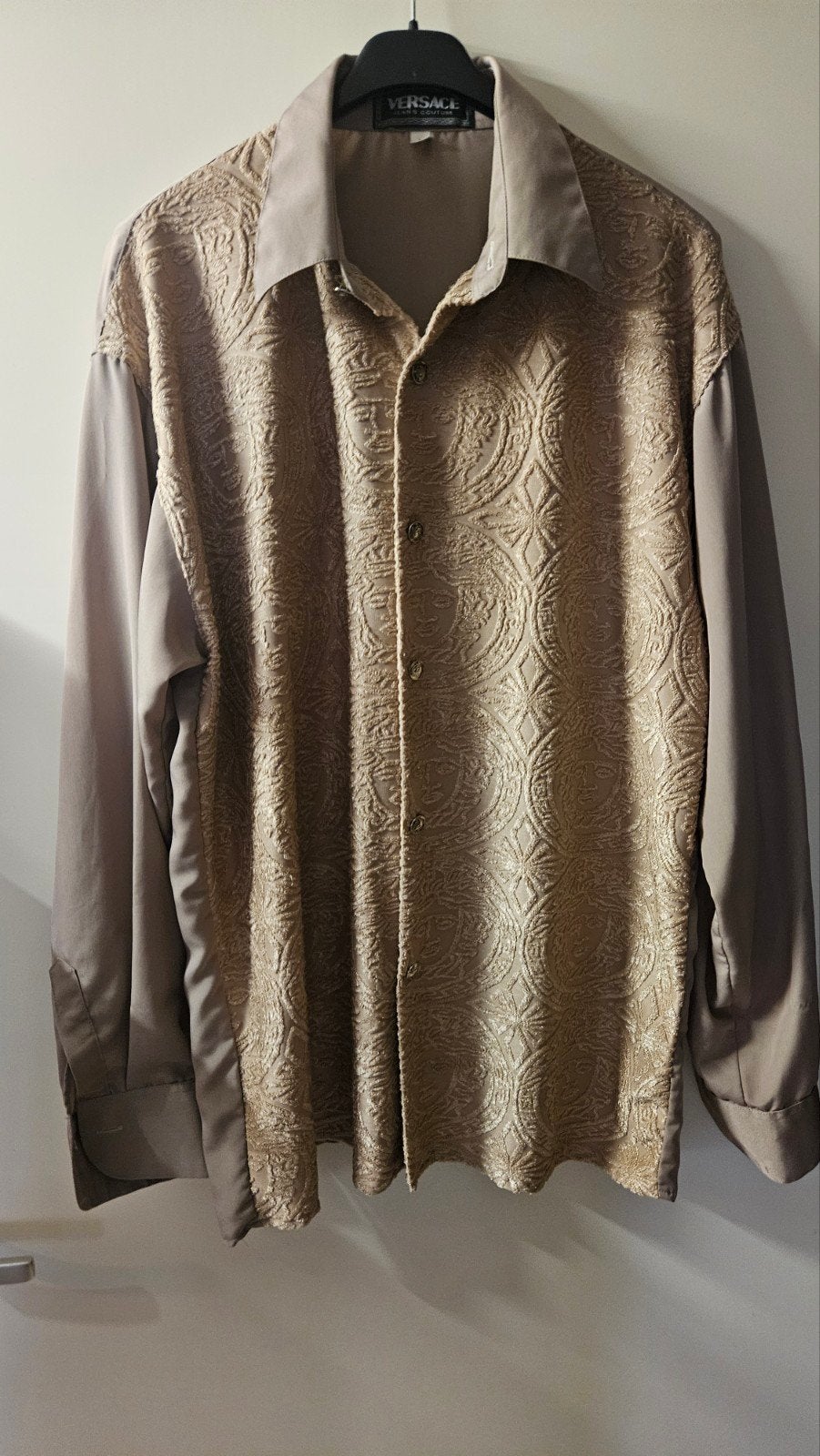 Versace Jeans Couture overhemd met Medusa-motief, Beige, Ophalen of Verzenden, Halswijdte 41/42 (L), Versace Jeans Couture