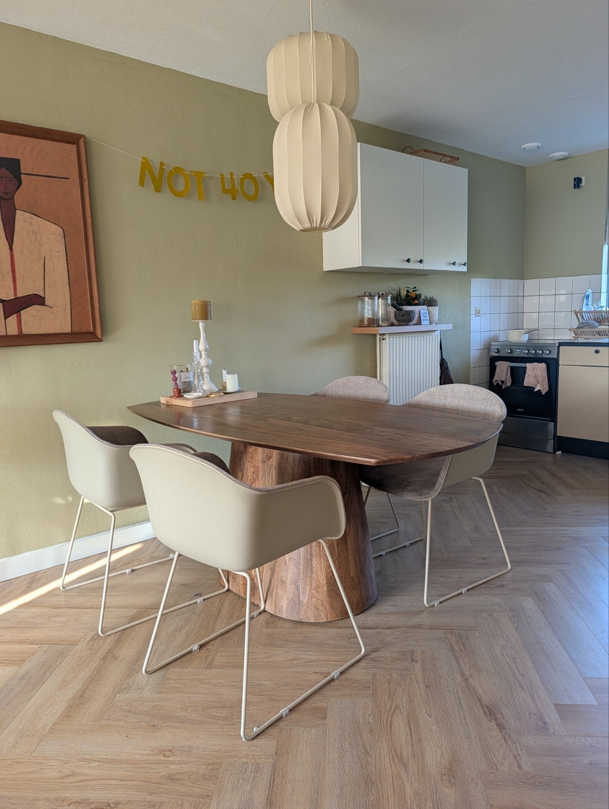 Ovale Deense eettafel - 180x85 cm, Ophalen, Gebruikt, 50 tot 100 cm, 150 tot 200 cm