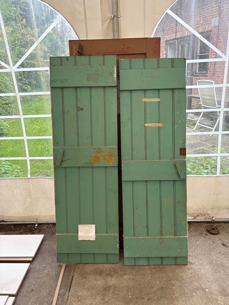 2x Oude groene deuren 55,5x178 cm, Gebruikt, Minder dan 80 cm, Binnendeur, Minder dan 200 cm