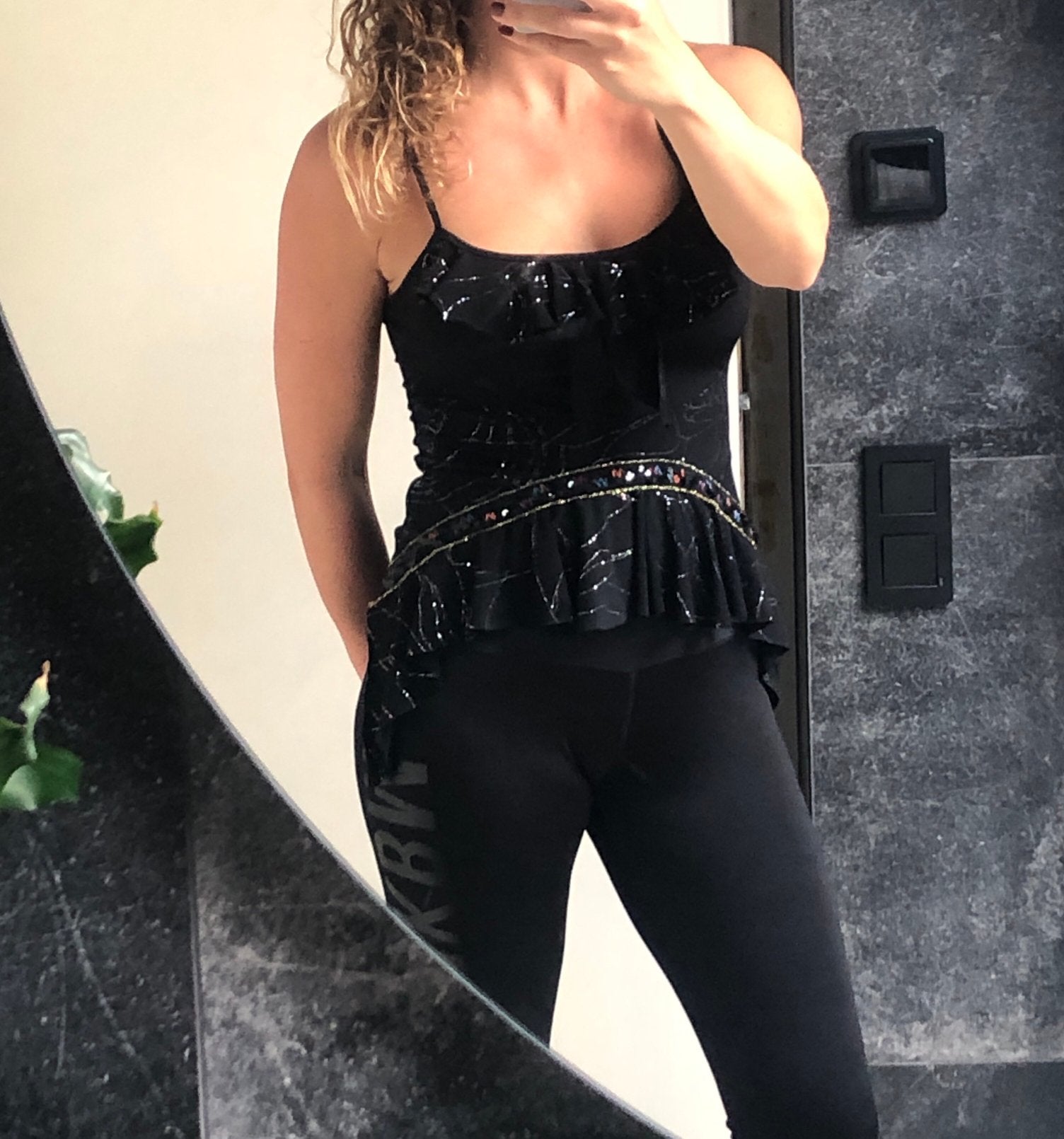Zwarte glitter top maat S, Zwart, Ophalen of Verzenden, Gedragen, Maat 36 (S)