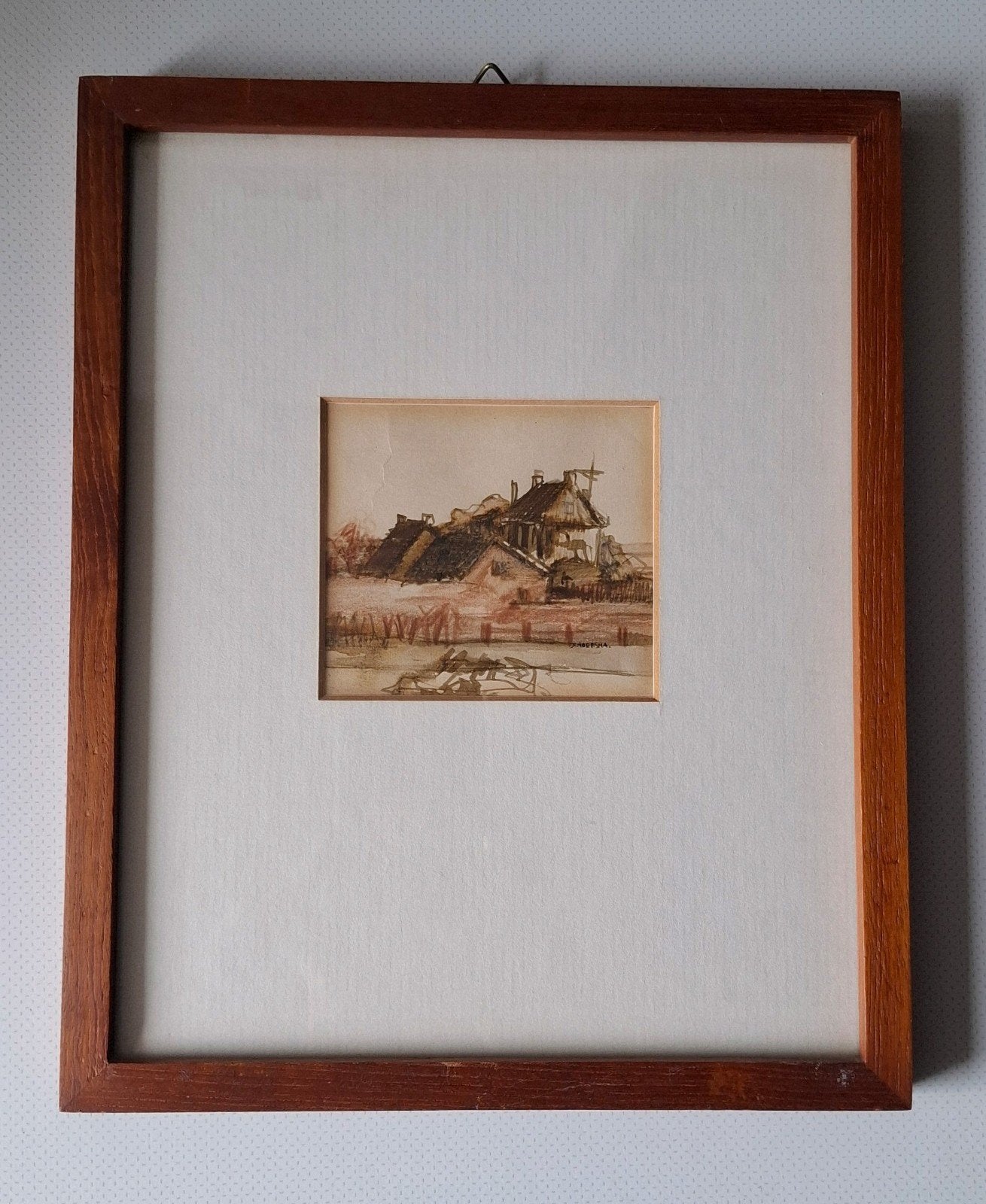 Aquarel van Jan Radersma - Landschap met boerderij, Ophalen of Verzenden