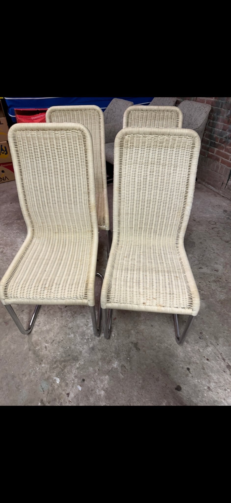 Vintage Tecta stoelen (4 stuks), Ophalen, Gebruikt, Overige kleuren, Riet of Rotan
