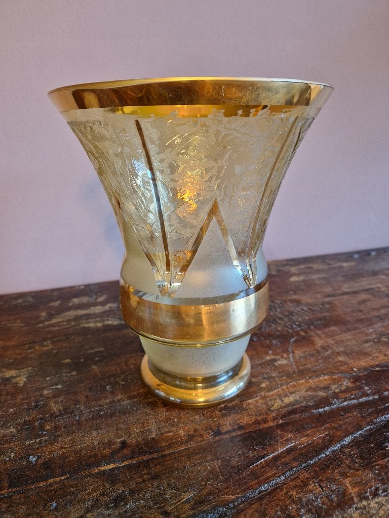 Belgische art deco glazen vaas "De Rupel - Boom", Ophalen of Verzenden