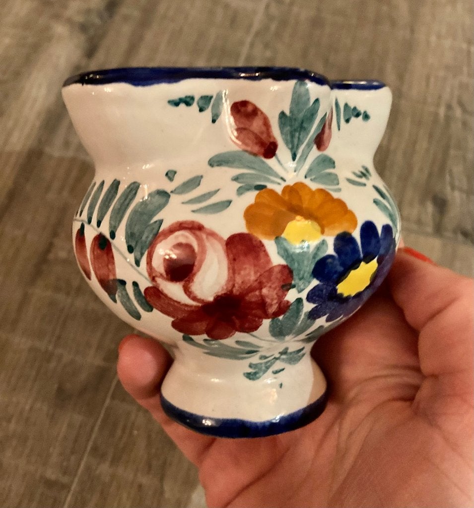 Vintage antieke keramiek Spaanse waterkruik potje schenkkan, Ophalen of Verzenden