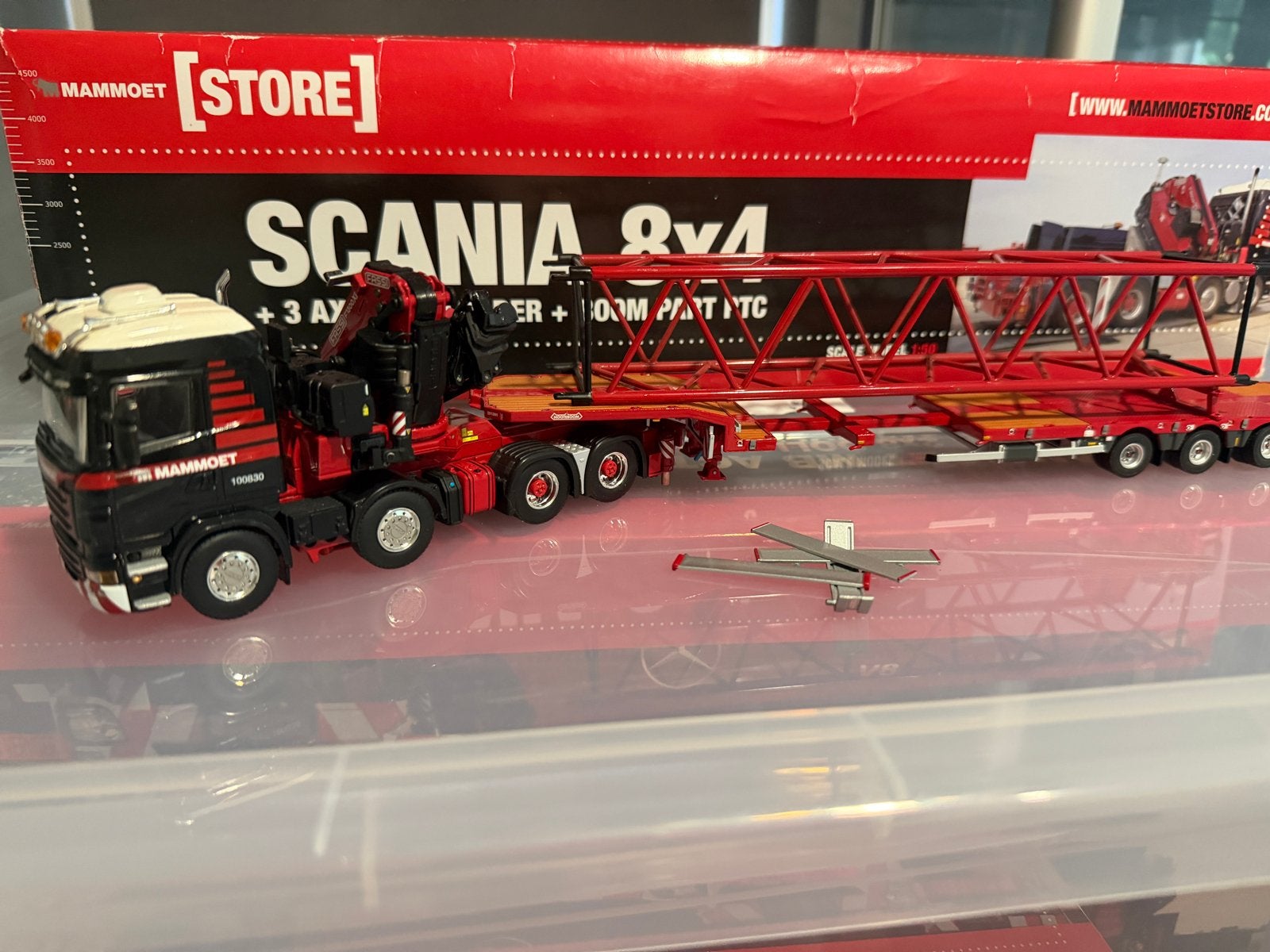 WSI Scania 8x4 + 3-assige dieplader + PTC giek mammoet, Ophalen of Verzenden, Zo goed als nieuw, Wsi