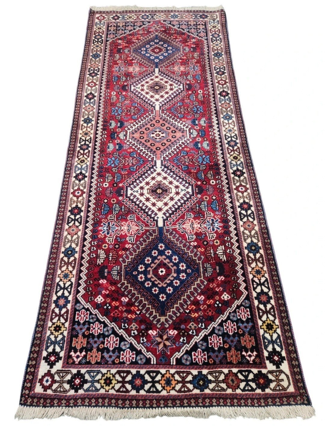 Handgeknoopt Perzisch wol Yalameh tapijt loper Mint 81x193cm, Zo goed als nieuw, Www.hypepopup.nl, 150 tot 200 cm, Www.hypepopup.nl