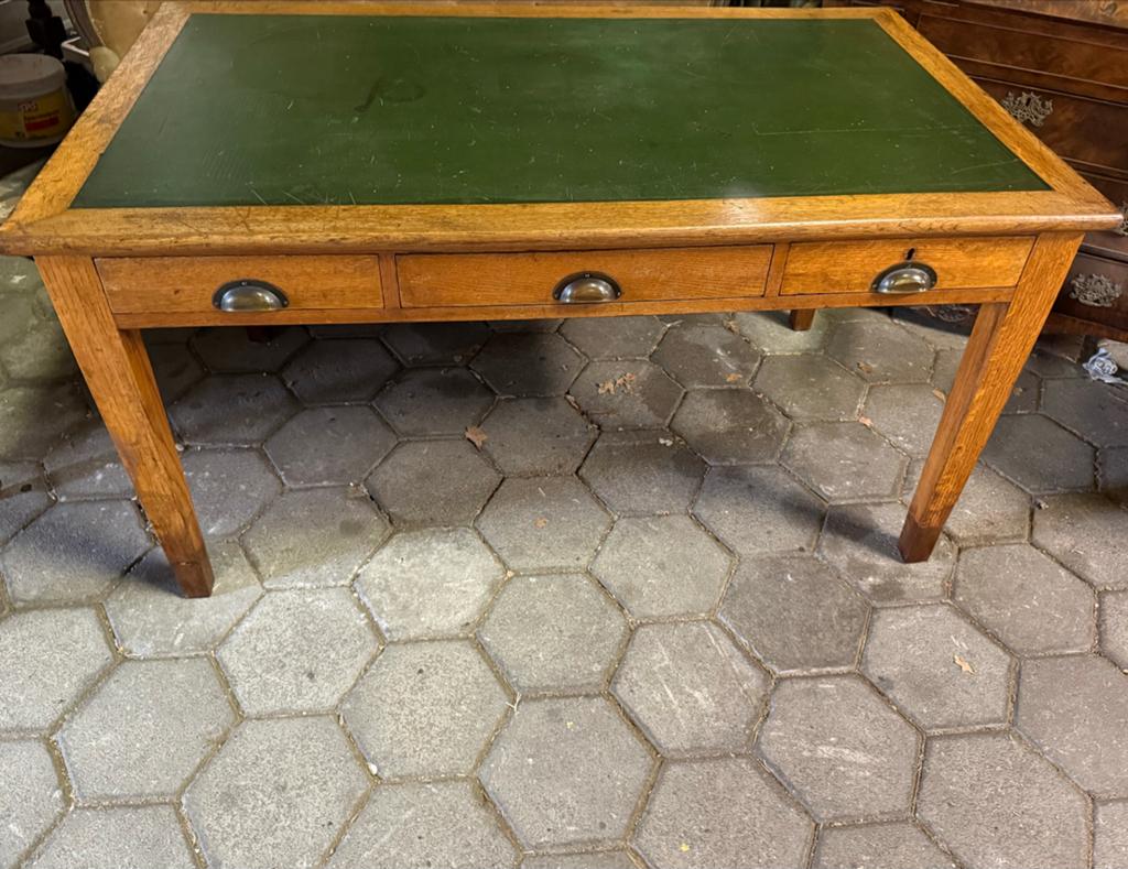 Antieke/vintage eiken bureautafel (ca. 1920) met schrijfblad, Ophalen