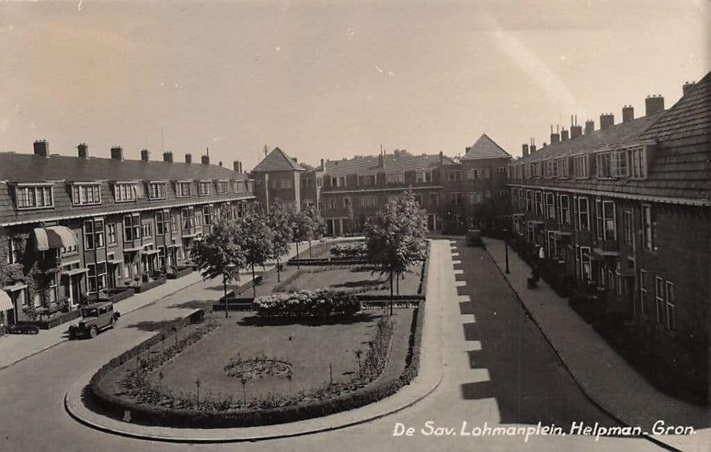 JQ191 Fotokaart Groningen Helpman de Sav Lohmanplein 1937, Ophalen of Verzenden, 1920 tot 1940, Gelopen, Groningen