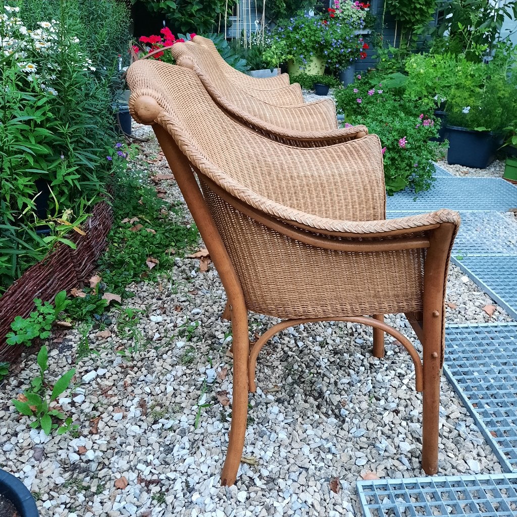 set 4 vintage Loom stoelen jaren 60 design, Ophalen, Gebruikt, Overige kleuren, Riet of Rotan