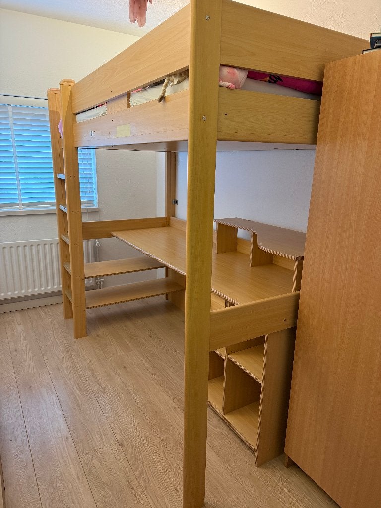 Hoogslaper met bureau, Kinderen en Baby's, Kinderkamer | Stapelbedden en Hoogslapers, Ophalen, Gebruikt, Hoogslaper