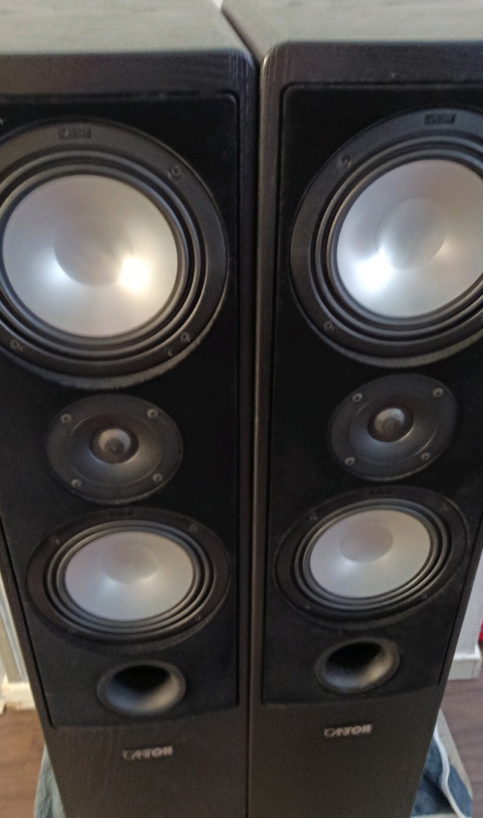 Canton Ergo 670 DC Vloerstaande Speakers - Zwart, Zo goed als nieuw, 120 watt of meer, Front, Rear of Stereo speakers, Ophalen
