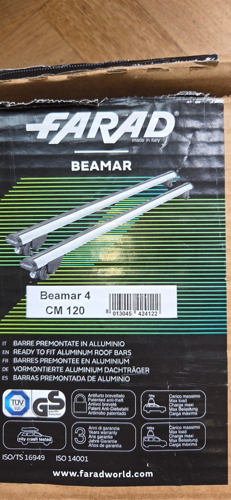 Farad Beamar 4 CM 120 Dakdragers - Aluminium, Auto diversen, Ophalen of Verzenden, Zo goed als nieuw