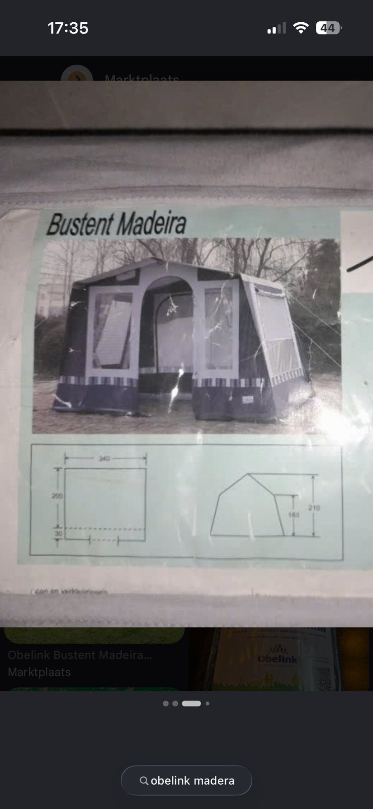 Madeira  bustent voor camper of busje retro, Ophalen, Gebruikt, Tot en met 3