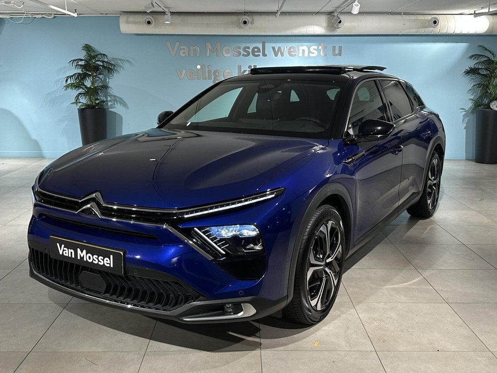 Citroen C5 X 1.6 Plug-in Hybrid 225 Shine | Panoramisch schu, Auto's, Gebruikt, Blauw, Hybride Elektrisch/Benzine, 13 kWh