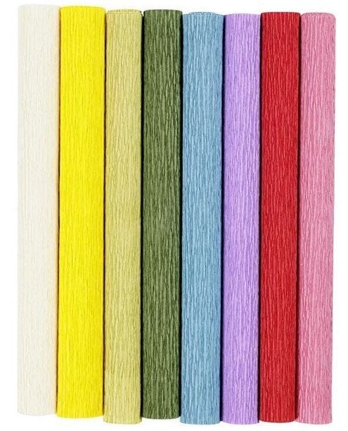 Crêpepapier standaard kleuren 8 rolletjes 25 x 60 cm per rol, ., Nieuw, Ophalen of Verzenden, Papier of Karton