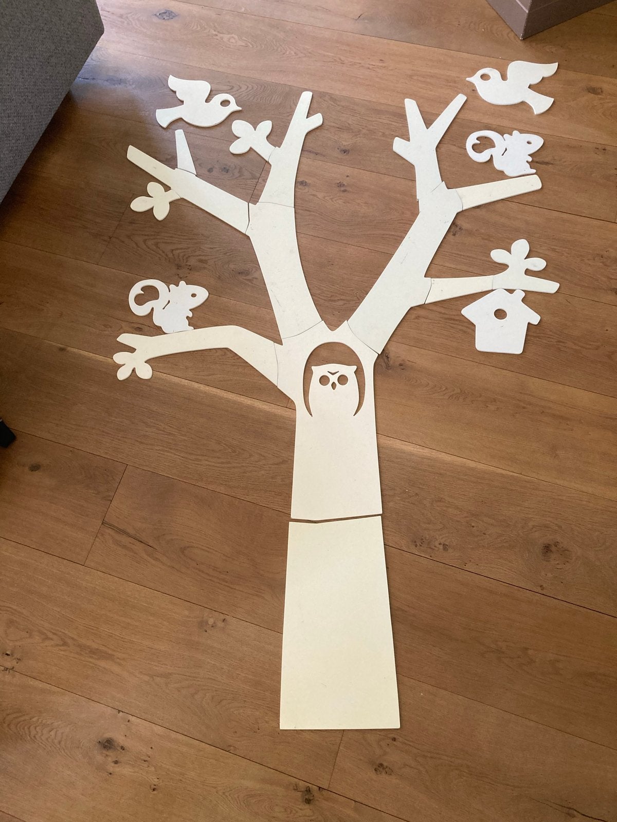 Houten boom wanddecoratie met dieren voor kinderkamer, Ophalen, Gebruikt, Overige merken, Wit
