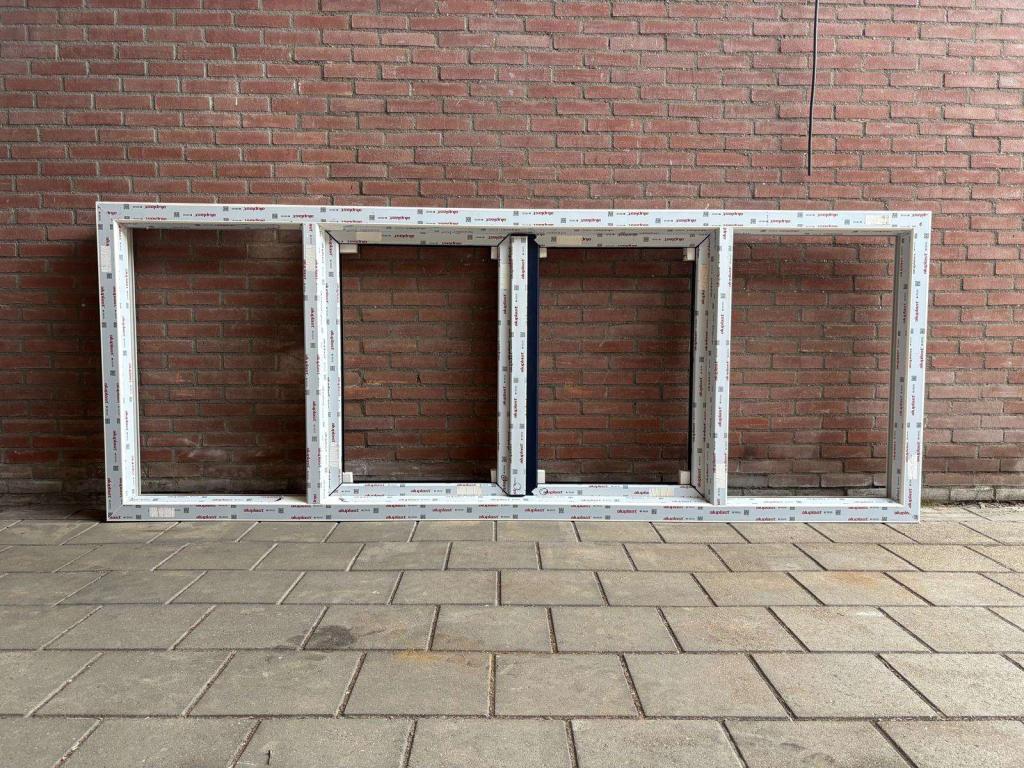 kunststof kozijn aluplast wit houtnerf 3142x1200, Niet ingevuld, Kunststof, Niet ingevuld, Nieuw