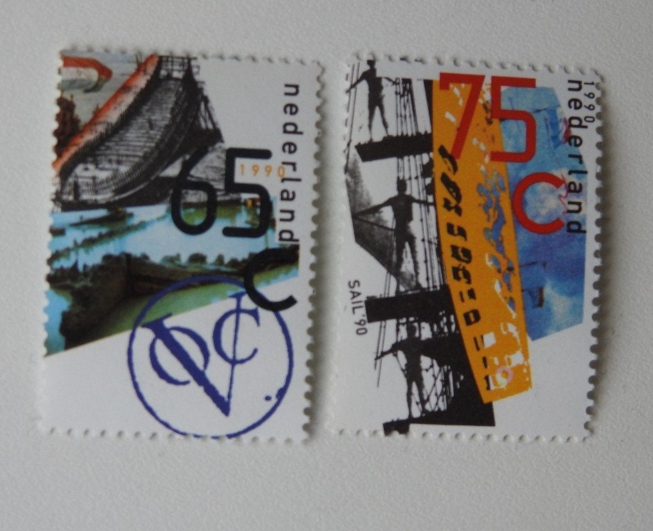 2 postzegels 1990  VOC en Sail, Verzenden, Na 1940, Postfris