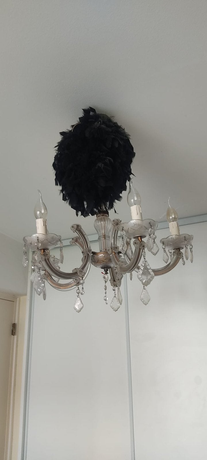 Kristallen vintage hanglamp, Ophalen, Gebruikt, Glas