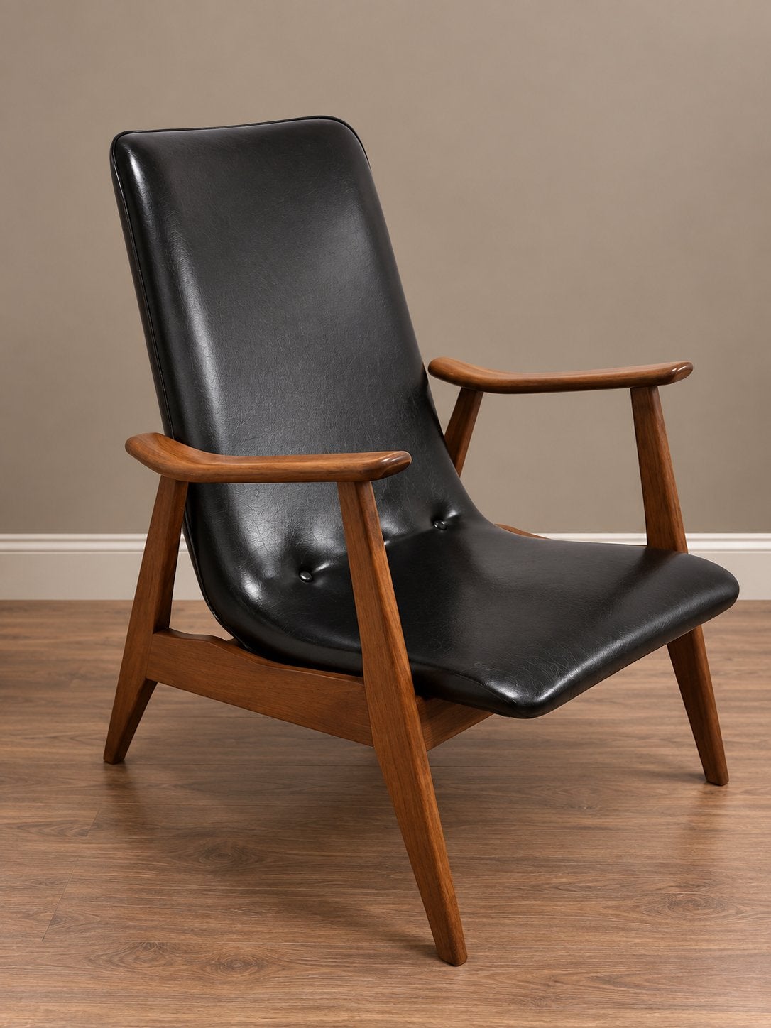 Foto 10 van Set van 2 Louis van Teeffelen WéBé fauteuils – teak & skai