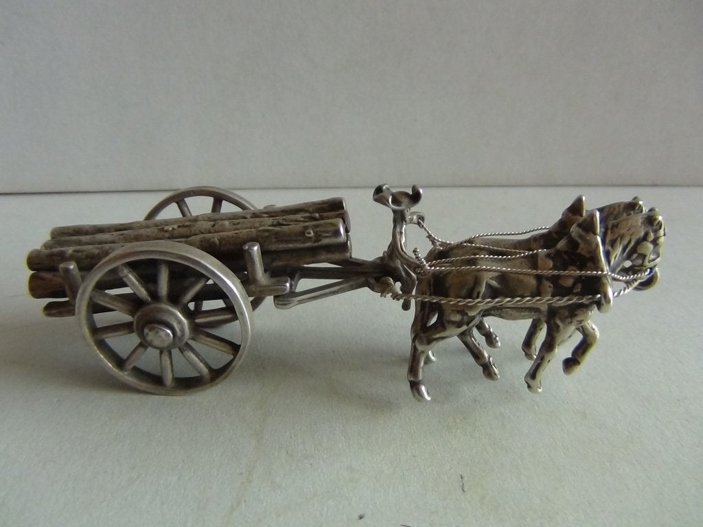 Miniatuur zilver Fi1 kar boomstammen zilveren miniaturen, Verzenden, Zilver