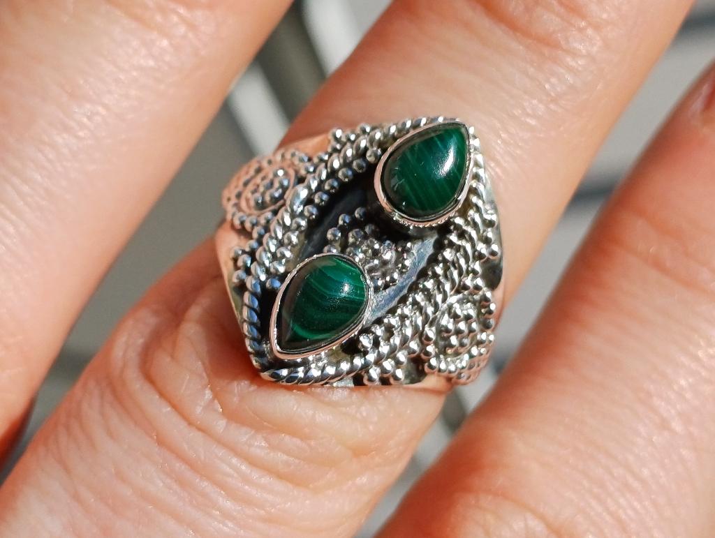 Vanoli 925 zilveren ring met malachiet maat 16,5, Daiva1973@hotmail.com, Vanoli, Amsterdam, Nieuw