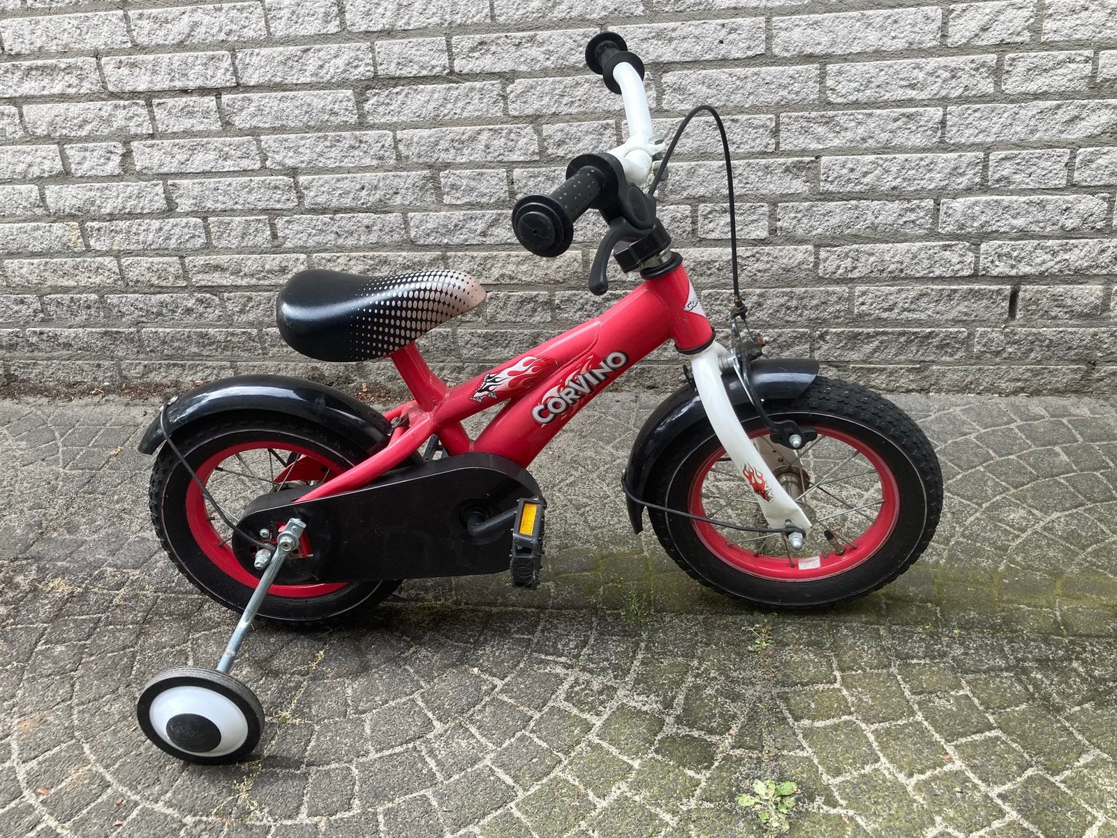 Corvino | kinderfiets (12’inch) | inclusief zijwieltjes, Ophalen, Gebruikt, Minder dan 16 inch, Zijwieltjes