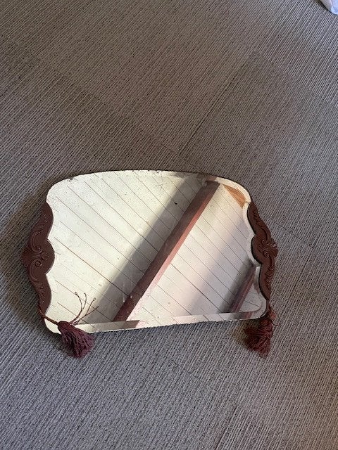 vintage spiegel, Ophalen of Verzenden, Ovaal, Minder dan 50 cm