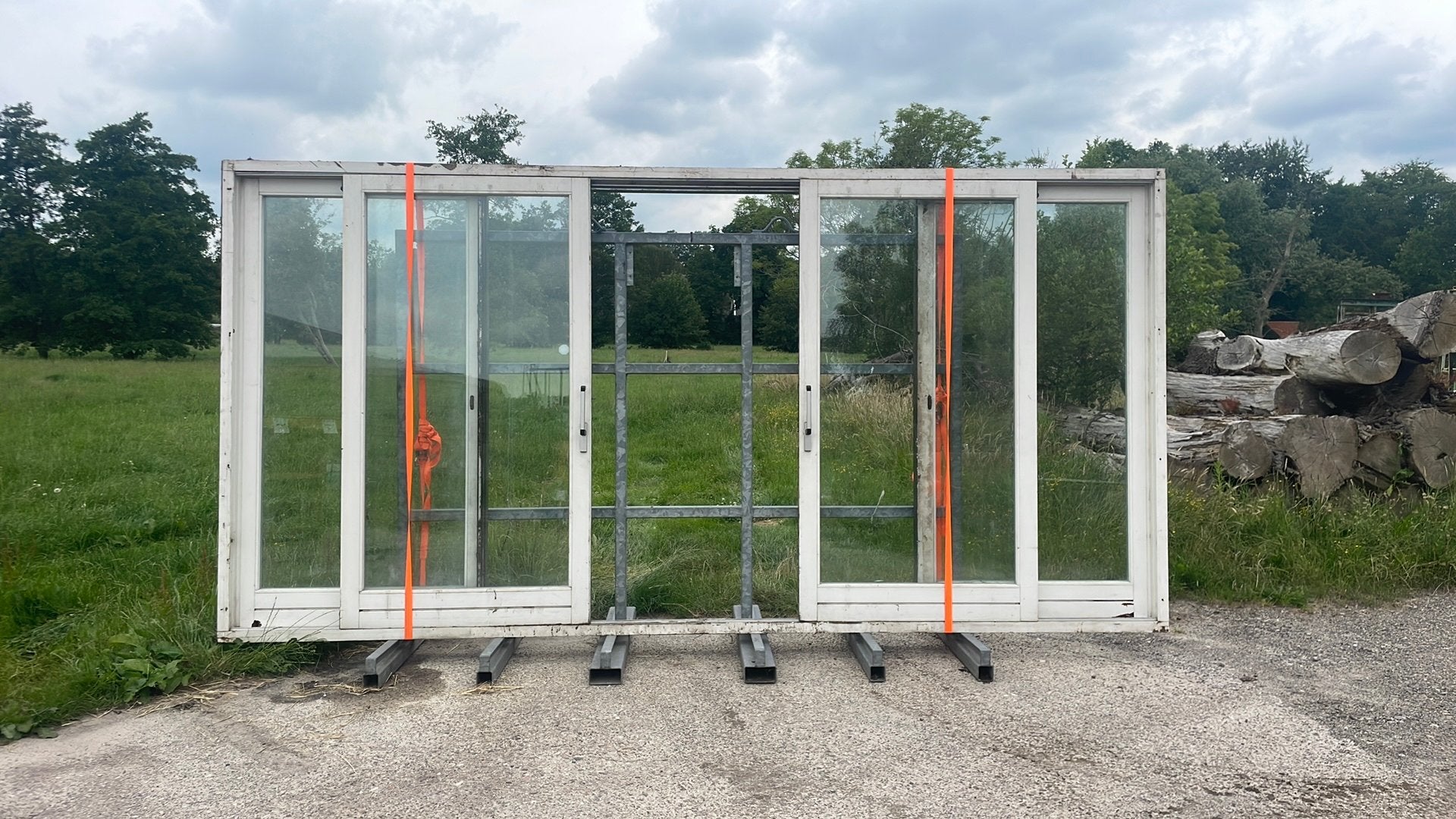 Dubbele schuifpui 5mtr breed 2,5 hoog, Garagedeur, Ophalen of Verzenden, 120 cm of meer, 215 cm of meer