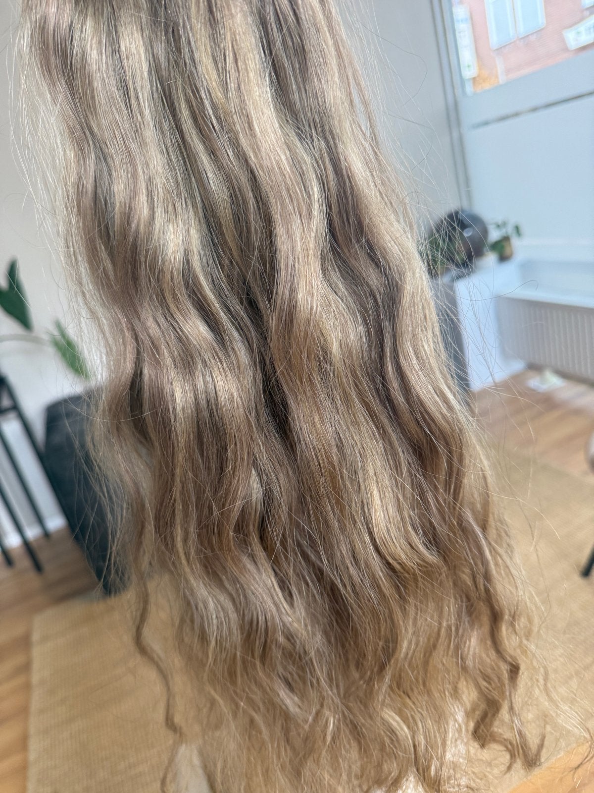 Weft extensions,  genius wefts 55 cm met slag, Ophalen, Gebruikt, Pruik of Haarverlenging
